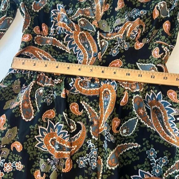 Paisley Bandana Print Stradivarius 3/4 length sleeve button down midi dress - Picture 7 of 7